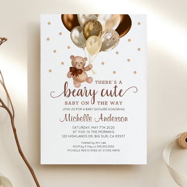 Teddy Bear Beary Cute Baby Shower Invitation (Creator Uploaded)