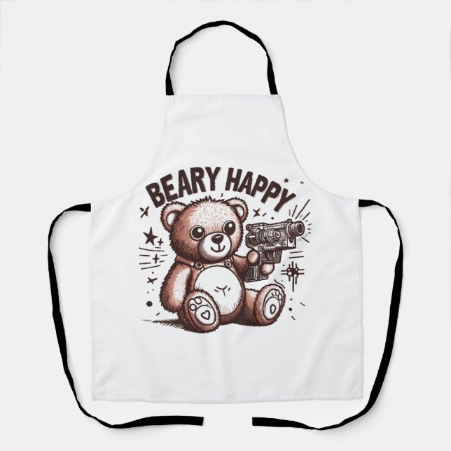 Teddy Bear Beary Happy Apron (Front)
