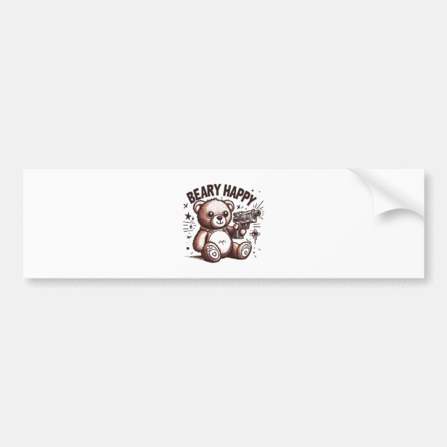 Teddy Bear Beary Happy Bumper Sticker (Front)