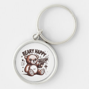 Teddy Bear Beary Happy Key Ring