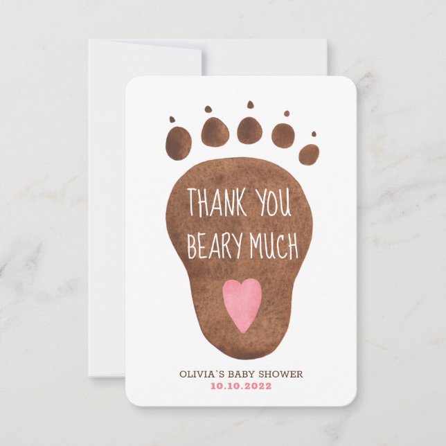 Teddy Bear Beary Much Baby Shower  Thank You Card (Front)