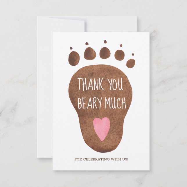 Teddy Bear Beary Much Baby Shower  Thank You Card (Front)