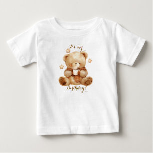 Teddy Bear Beige Balloon Birthday Baby T-Shirt