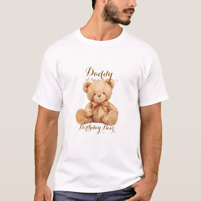 Teddy Bear Beige Balloon Birthday T-Shirt (Front)