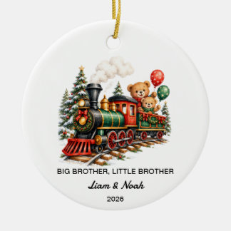 Teddy Bear Big Brother Little Brother Christmas Ceramic Tree Decoration