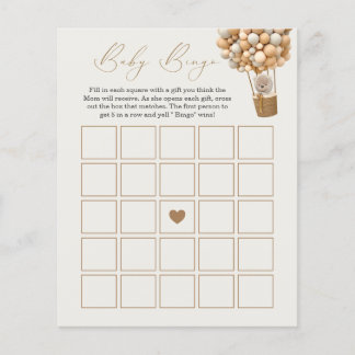 Teddy Bear Bingo Baby Shower Game