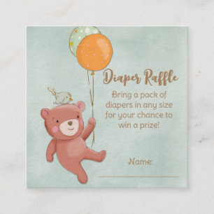 Teddy Bear, Bird and Balloons Baby Shower Enclosure Card