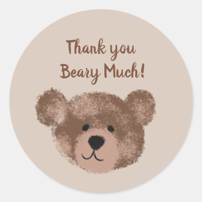 Teddy Bear Birthday Baby Shower Favour Thank You Classic Round Sticker (Front)