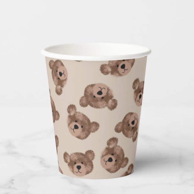 Teddy Bear Birthday Baby Shower  Paper Paper Cups (Front)
