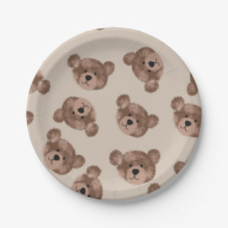 Teddy Bear Birthday Baby Shower Paper Plate