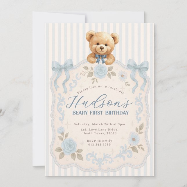 Teddy Bear Birthday Invitation (Front)