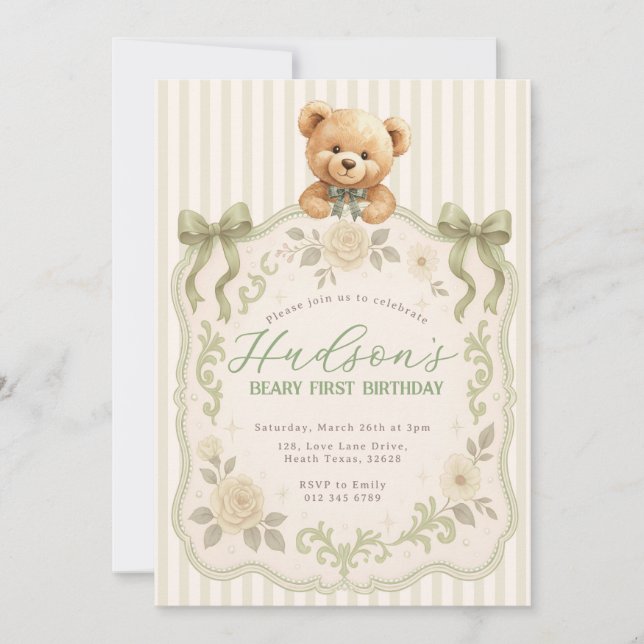 Teddy Bear Birthday Invitation (Front)
