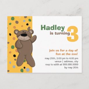 Teddy Bear • Birthday Invitation Postcard