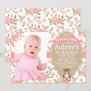 Teddy Bear Birthday Invitation - Teddy Bear Picnic