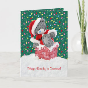 Teddy Bear Birthday on Christmas Card