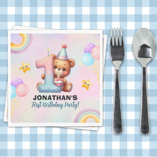 Teddy Bear Birthday Party Cute 1st Birthday Napkin