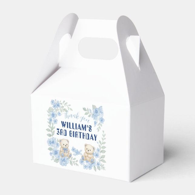 Teddy Bear Birthday Party Favour Box (Front Side)