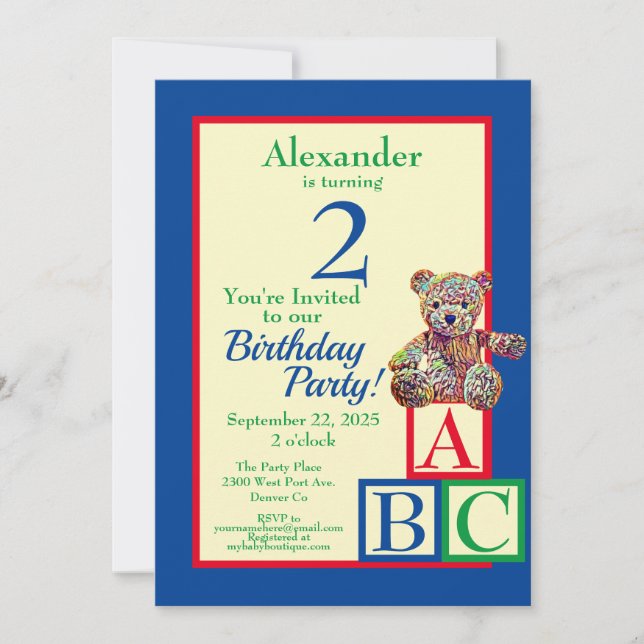 Teddy Bear Birthday Party  Invitation (Front)