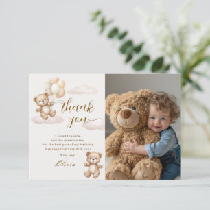 Teddy Bear Birthday Photo Thank You Card