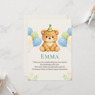 Teddy Bear Birthday Thank You Card