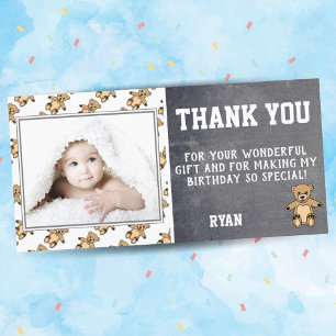 Teddy Bear Birthday Thank you Photo Card Kids