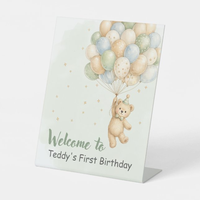 Teddy Bear Birthday Welcome Sign (Front)