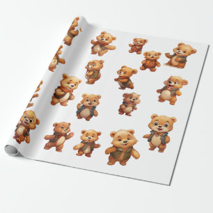 Teddy Bear Birthday Wrapping Paper Roll