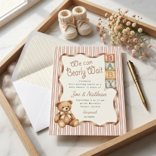 Teddy Bear Blocks Baby Shower Invitation