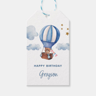 Teddy Bear Blue 1st Birthday Gift Tags