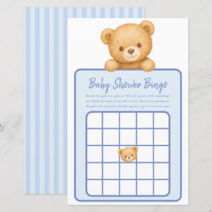 Teddy Bear Blue Baby Boy Shower Bingo Game