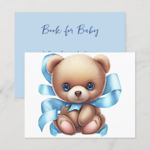 Teddy Bear Blue Baby Shower Book Request Enclosure Card