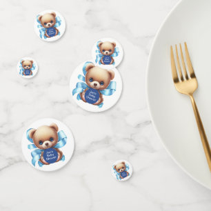 Teddy Bear Blue Baby Shower Confetti