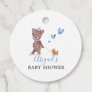 Teddy Bear Blue Baby Shower Favour Tags