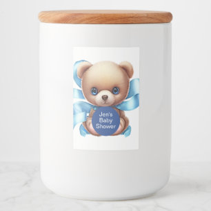 Teddy Bear Blue Baby Shower Food Label