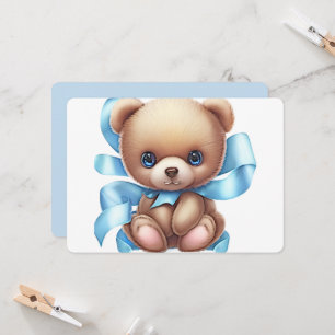 Teddy Bear Blue Baby Shower Invitation