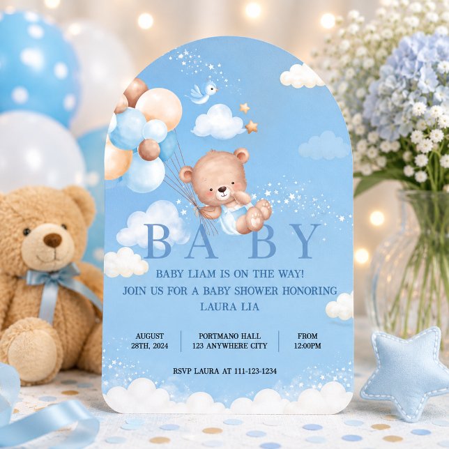 TEDDY BEAR BLUE BABY SHOWER INVITATION (Creator Uploaded)