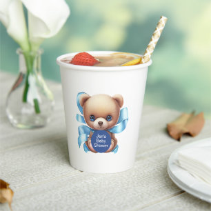 Teddy Bear Blue Baby Shower Paper Cups