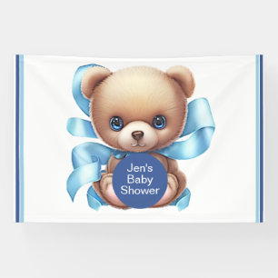 Teddy Bear Blue Baby Shower Party Banner