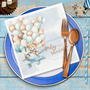 Teddy Bear Blue Baby Shower We Can Bearly Wait Napkin