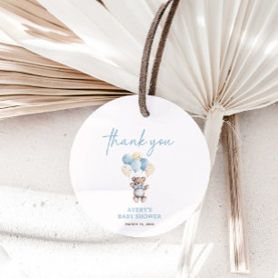 Teddy Bear Blue Balloon Bearly Wait Baby Shower Favour Tags