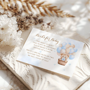 Teddy Bear Blue Balloon Boy Baby Shower  Enclosure Card