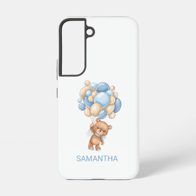 Teddy Bear BLUE Balloon  Samsung Galaxy Case (Back)