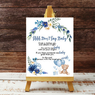 Teddy Bear Blue Balloon Shhh Don't Say Baby Game Poster