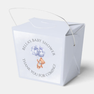 Teddy Bear Blue Balloon Watercolor Boy Baby Shower Favour Box