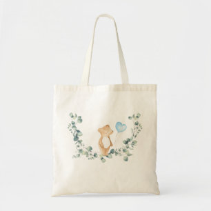 Teddy Bear Blue Balloon with Eucalyptus Tote Bag