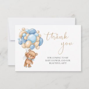 Teddy Bear Blue Balloons Baby Shower Thank You