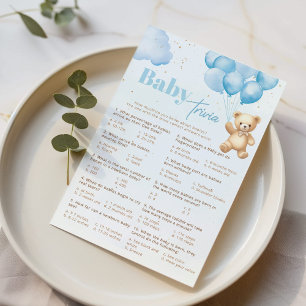 Teddy bear blue balloons baby trivia game