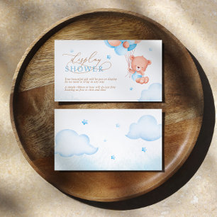 Teddy Bear Blue Balloons Display Shower Enclosure Card