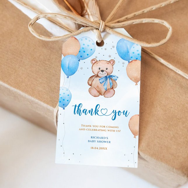 Teddy Bear Blue Balloons Gift Tags (Creator Uploaded)
