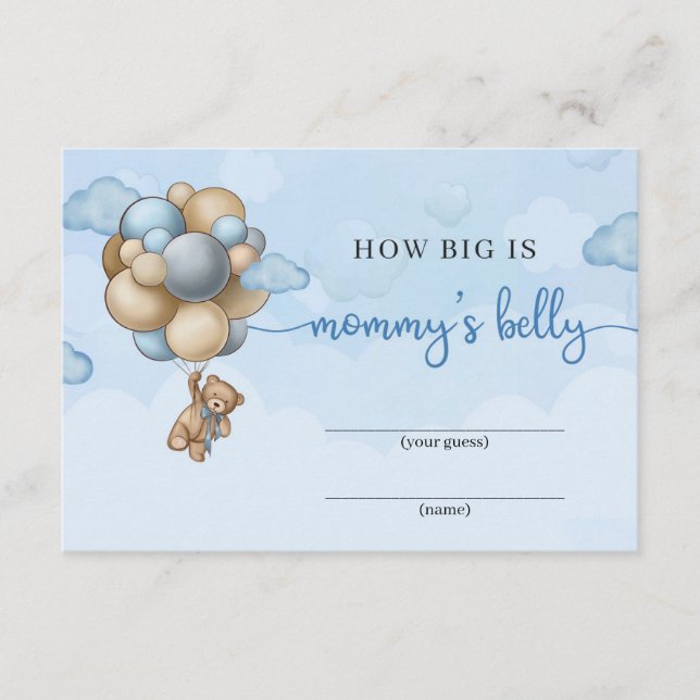 Teddy bear blue balloons How big is mummy's belly Enclosure Card (Front)